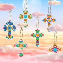 Lade das Bild in den Galerie-Viewer, 6 x doppelseitiger Kreuz-Schlüsselanhänger