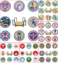 Lade das Bild in den Galerie-Viewer, 8 Stück/Set +1 Lagerregal-Tier-Holz Diamond Untersetzer