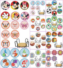 Lade das Bild in den Galerie-Viewer, 6 teile/satz +1 lagerregal-Blumen-Holz Diamond Untersetzer