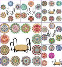 Lade das Bild in den Galerie-Viewer, 8 Stück/Set + 1 Lagerregal-Mandala-Holz Diamond Untersetzer