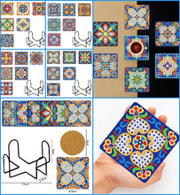 Lade das Bild in den Galerie-Viewer, 6 Stück/Set + 1 Lagerregal-Mandala-Holz Diamond Untersetzer
