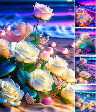 Lade das Bild in den Galerie-Viewer, Kristallrose am Meer-Vollbild Diamond Painting-30x40cm