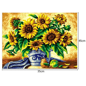 Sonnenblumen - voller runder Diamant - 35x45cm