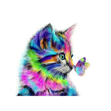 Lade das Bild in den Galerie-Viewer, Katze Schmetterling - volle Diamant-Malerei - 30x30cm
