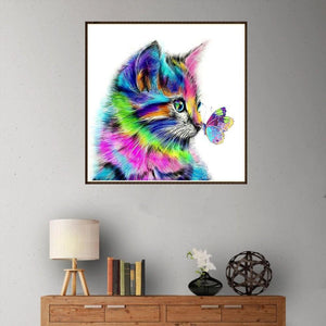 Katze Schmetterling - volle Diamant-Malerei - 30x30cm