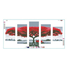 Lade das Bild in den Galerie-Viewer, Roter Baum 5 - Bild - voller runder Diamant - 95x45cm
