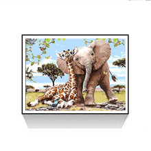 Lade das Bild in den Galerie-Viewer, Giraffe Elefant - voller runder Diamant - 30x35cm
