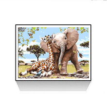 Lade das Bild in den Galerie-Viewer, Giraffe Elefant - voller runder Diamant - 30x35cm
