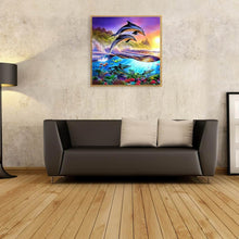 Lade das Bild in den Galerie-Viewer, Delphin - Vollbohrer Runde Diamant Malerei - 30x30cm