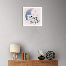 Lade das Bild in den Galerie-Viewer, Süße Katzen Mond - volle Runde Diamant - 25x25cm