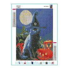 Lade das Bild in den Galerie-Viewer, Halloween schwarze Katze? - runder runder Diamant - 30x40cm