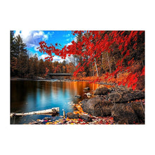 Lade das Bild in den Galerie-Viewer, Herbst Blätter See - volle Diamant-Malerei - 40x30cm