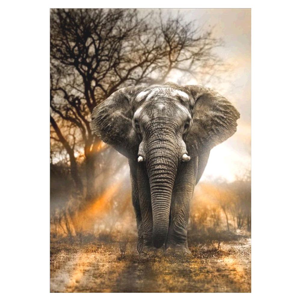 Stehender Elefant - voller runder Diamant - 40x30cm