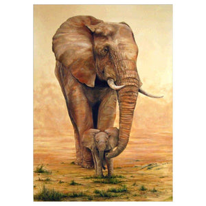 Fütterung Elefant - voller runder Diamant - 40x30cm