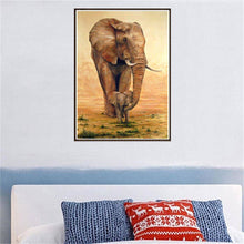 Lade das Bild in den Galerie-Viewer, Fütterung Elefant - voller runder Diamant - 40x30cm