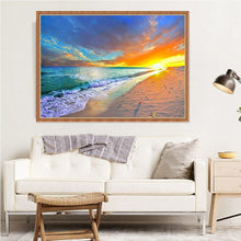 Lade das Bild in den Galerie-Viewer, Strand in untergehender Sonne - volle Diamant-Malerei - 30x40cm