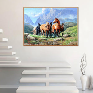 Pferde - volle Diamant-Malerei - 30x40cm