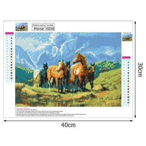 Pferde - volle Diamant-Malerei - 30x40cm