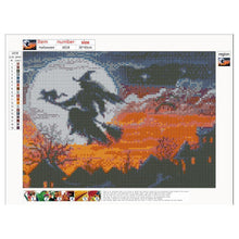 Lade das Bild in den Galerie-Viewer, Halloween-Katze Hexe - volle Runde Diamant - 30x40cm