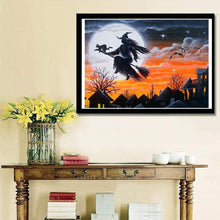 Lade das Bild in den Galerie-Viewer, Halloween-Katze Hexe - volle Runde Diamant - 30x40cm