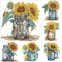 Lade das Bild in den Galerie-Viewer, Sonnenblumen-Glasflasche – teilweise Sonderangebot Diamond Painting-30x30cm
