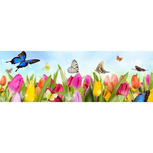 Schmetterling Blume - volle Runde Diamant-Malerei - 80x30cm