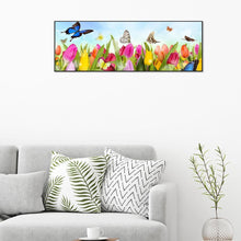 Lade das Bild in den Galerie-Viewer, Schmetterling Blume - volle Runde Diamant-Malerei - 80x30cm