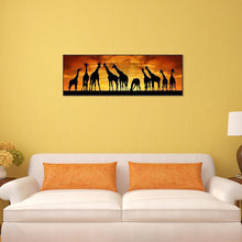 Lade das Bild in den Galerie-Viewer, Sonnenuntergang Giraffen - volle Runde Diamant-Malerei - 80x30cm