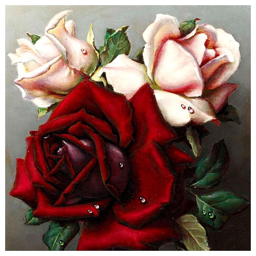 Rose Blume - volle Diamant-Malerei - 30x30cm