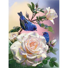 Lade das Bild in den Galerie-Viewer, Blume und Vogel - voller quadratischer Diamant - 30x40cm
