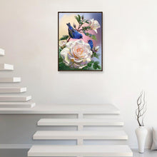 Lade das Bild in den Galerie-Viewer, Blume und Vogel - voller quadratischer Diamant - 30x40cm
