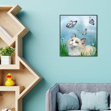 Lade das Bild in den Galerie-Viewer, Katze Schmetterling - volle Diamant-Malerei - 30x40cm