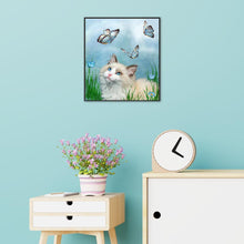Lade das Bild in den Galerie-Viewer, Katze Schmetterling - volle Diamant-Malerei - 30x40cm