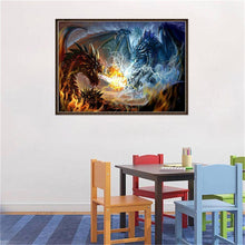 Lade das Bild in den Galerie-Viewer, 2 Drachen Duell - voller quadratischer Diamant - 30x40cm