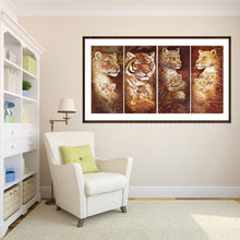 Lade das Bild in den Galerie-Viewer, 4pcs Tiger - voller quadratischer Diamant - 80x40cm