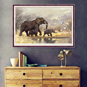 Elefanten - volle Diamant-Malerei - 40x30cm