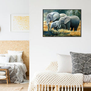 Elefanten-Familie - volle Diamant-Malerei - 40x30cm