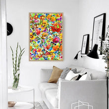 Lade das Bild in den Galerie-Viewer, Bunte Blume Schmetterling - voller runder Diamant - 40x30cm