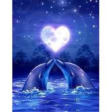 Lade das Bild in den Galerie-Viewer, Delphin Liebe - voller runder Diamant - 40x30cm