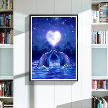 Lade das Bild in den Galerie-Viewer, Delphin Liebe - voller runder Diamant - 40x30cm
