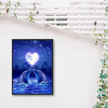 Lade das Bild in den Galerie-Viewer, Delphin Liebe - voller runder Diamant - 40x30cm