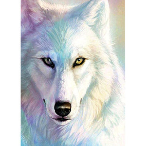 Wolf Tier - voller runder Diamant - 30x40cm