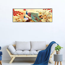 Lade das Bild in den Galerie-Viewer, Zwei Pfauen - volle Runde Diamant-Malerei - 80x30cm