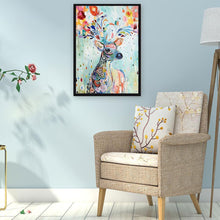 Lade das Bild in den Galerie-Viewer, Bunte Hirsch - voller runder Diamant - 40x30cm