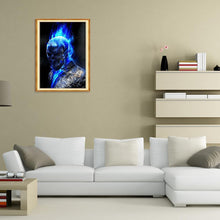 Lade das Bild in den Galerie-Viewer, Blauer Flammenschädel - voller runder Diamant - 30x40cm