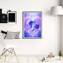 Lade das Bild in den Galerie-Viewer, Delphin Liebe - voller runder Diamant - 40x30cm