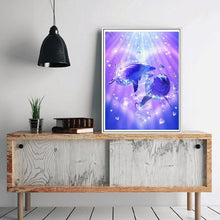 Lade das Bild in den Galerie-Viewer, Delphin Liebe - voller runder Diamant - 40x30cm