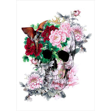 Lade das Bild in den Galerie-Viewer, Blumenschädel - voller runder Diamant - 30x40cm