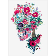 Lade das Bild in den Galerie-Viewer, Blumenschädel - voller runder Diamant - 30x40cm