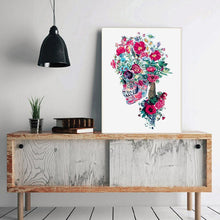Lade das Bild in den Galerie-Viewer, Blumenschädel - voller runder Diamant - 30x40cm